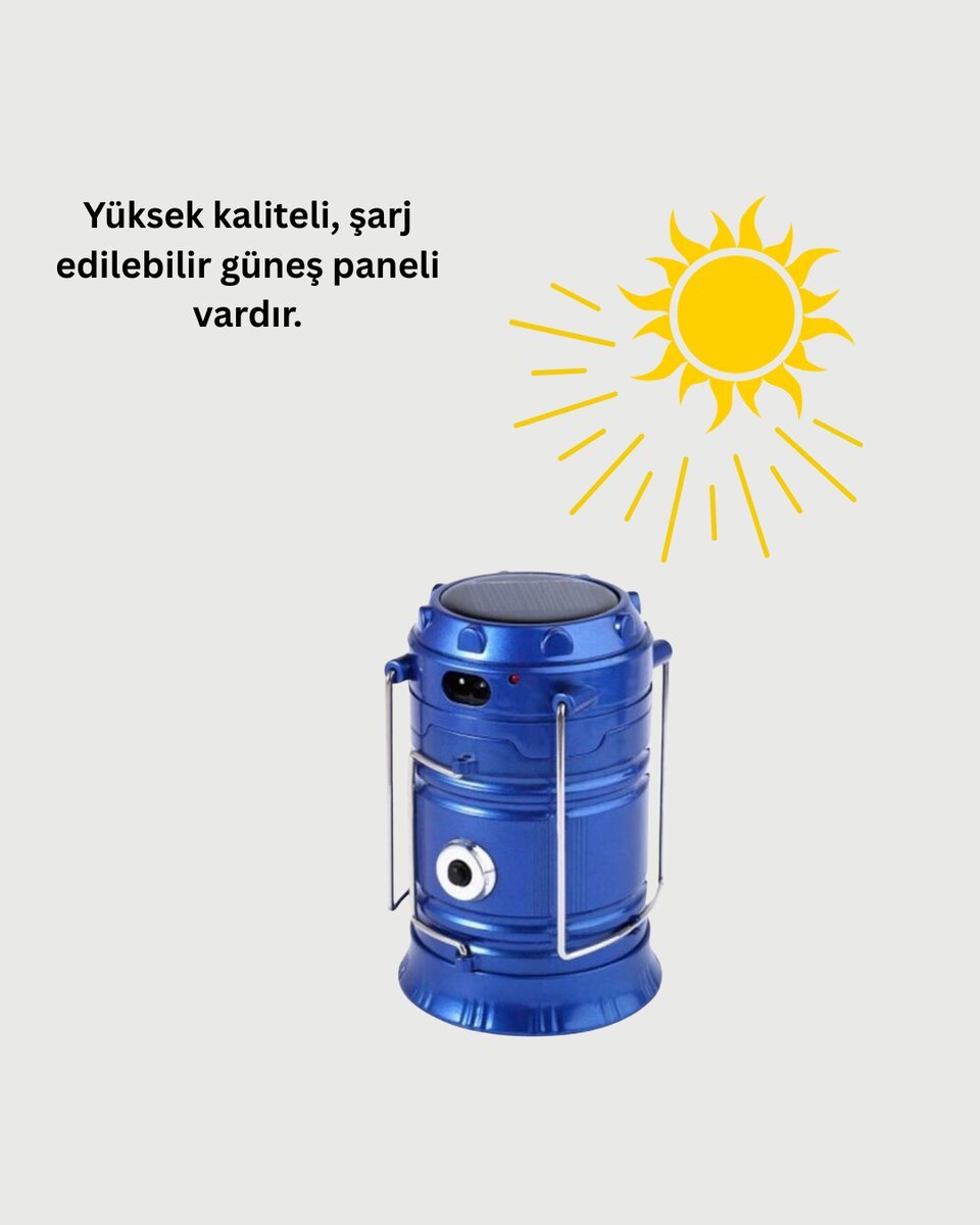 Katlanabilir USB Çıkışlı Kamp Feneri – Şarj Edilebilir Dayanıklı ve Çok Fonksiyonlu