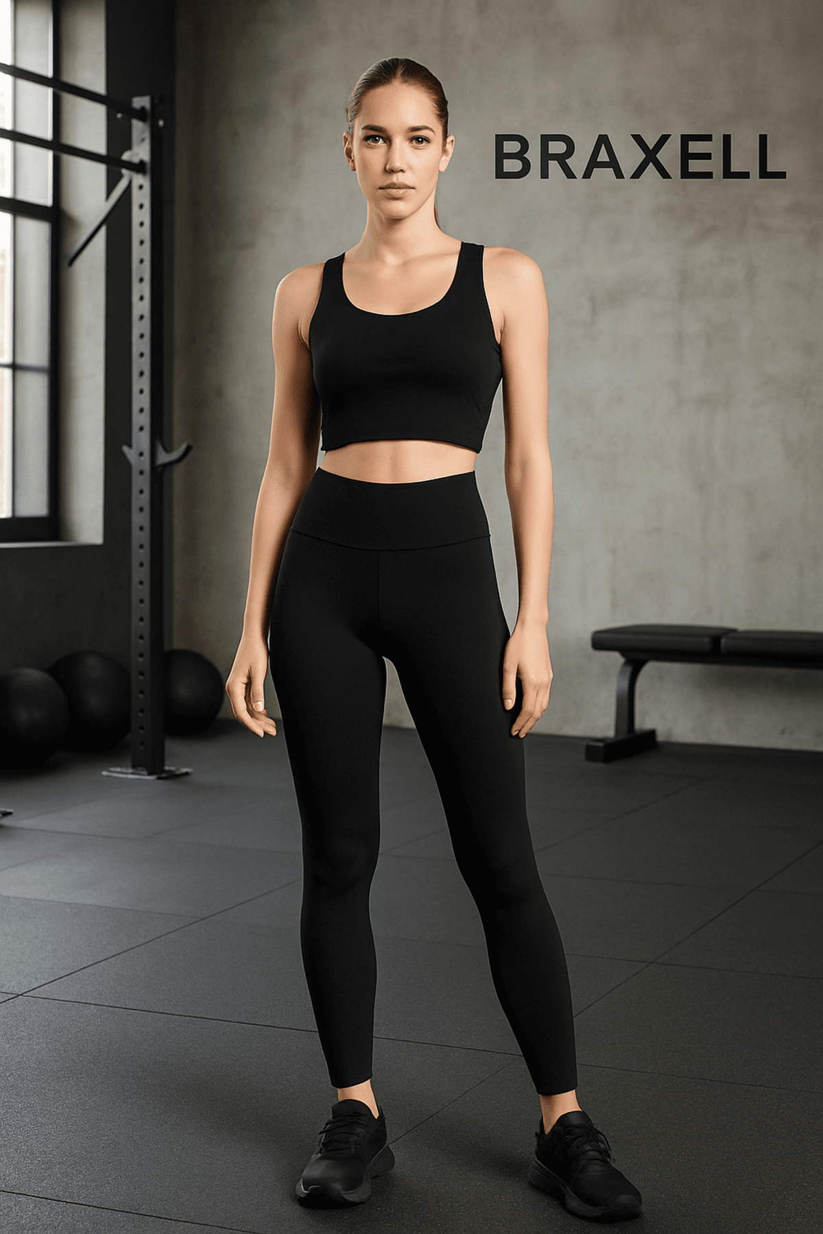 Kadın Siyah Yüksek Bel Toparlayıcı Tayt Yüksek Kalite Spor Ve Günlük Kullanım Tayt Yoga Tayt-(17952)
