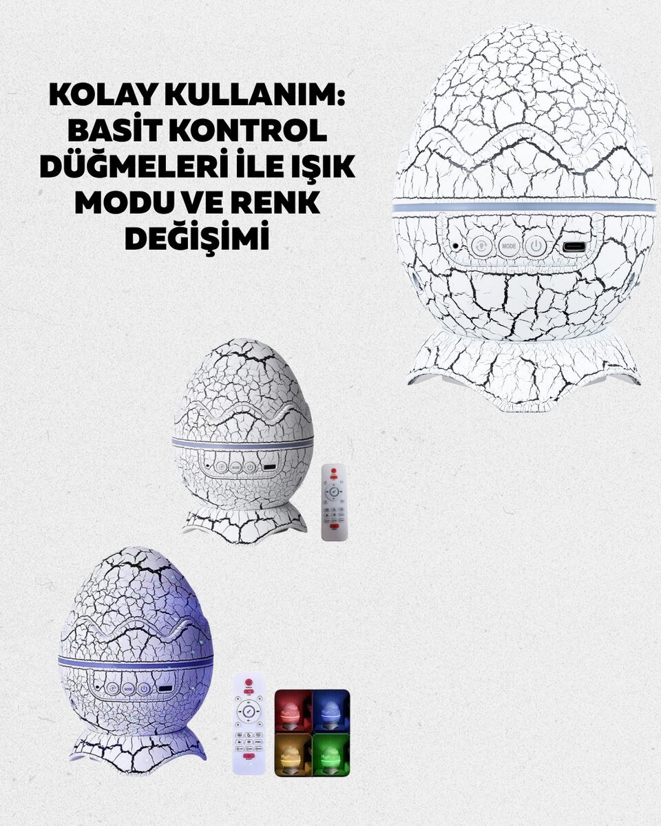 Yüksek Çözünürlüklü LED Galaksi Projektör + 19 Sesli Uyku Makinesi