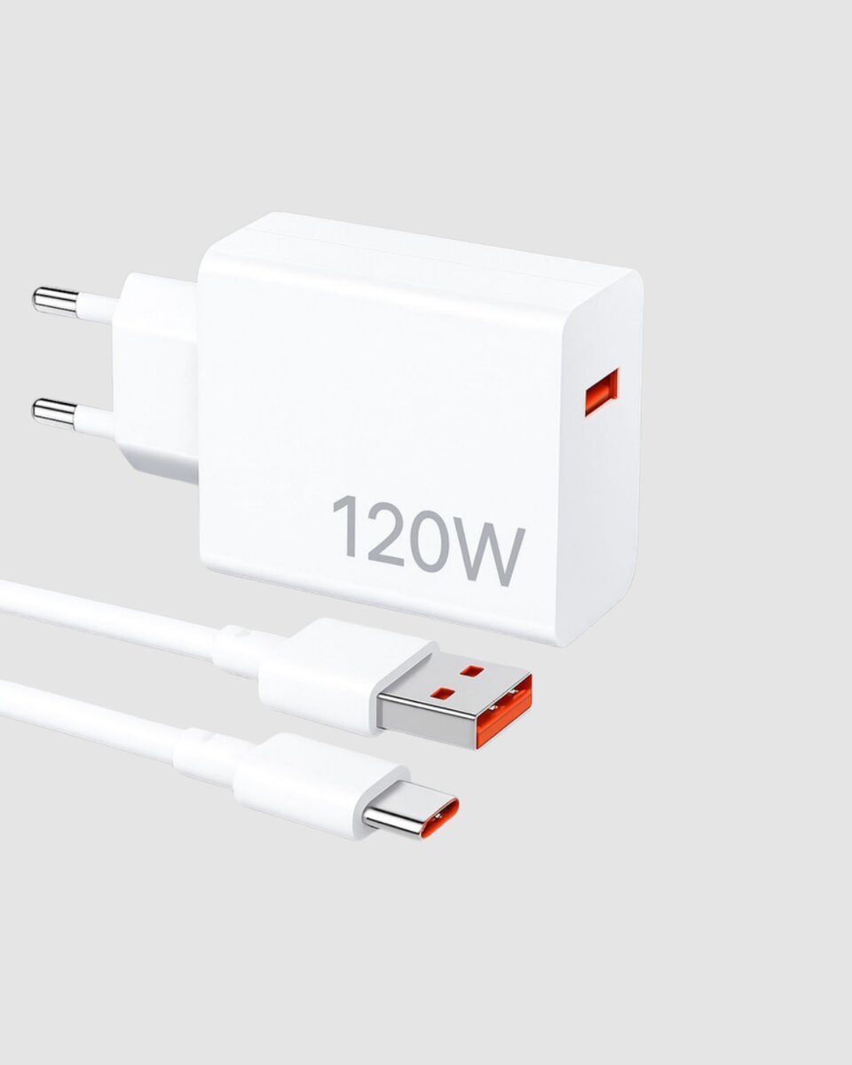 120W Süper Hızlı Şarj Adaptörü – Type-C Kablo Dahil Yüksek Voltaj Korumalı