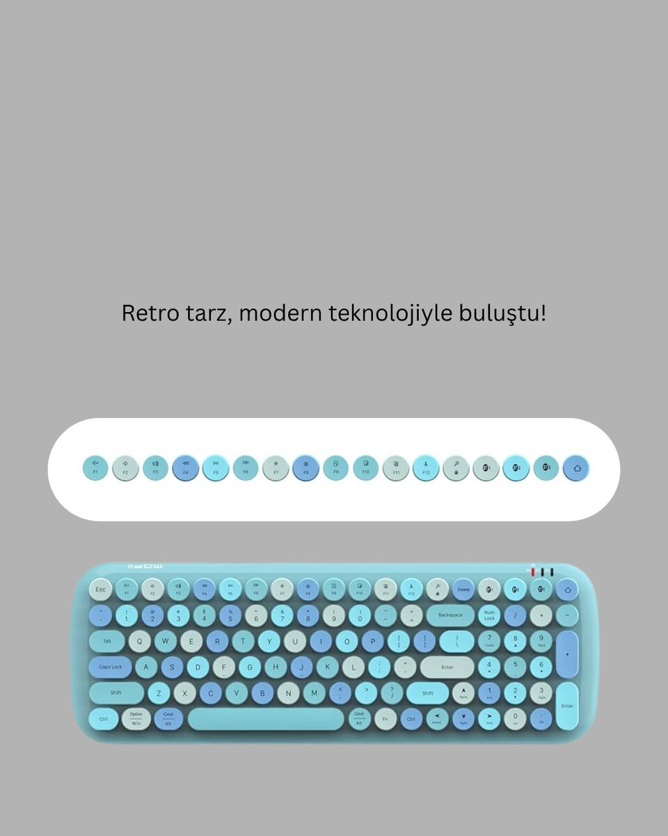 Kablosuz Klavye ve Mouse Seti – Sessiz Tuş Retro Tasarım