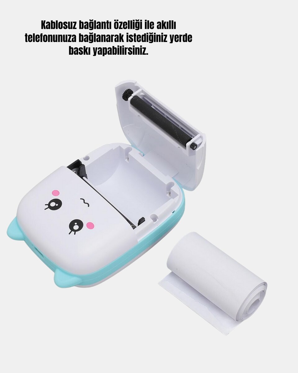 Kablosuz Mini Cep Yazıcısı Bluetooth Destekli 1200mAh Bataryalı
