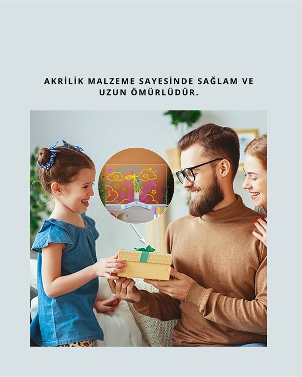 Çocuklar İçin Renkli LED Mesaj Tahtası – Neon Kalemli Eğlenceli ve Yaratıcı Yazı Panosu