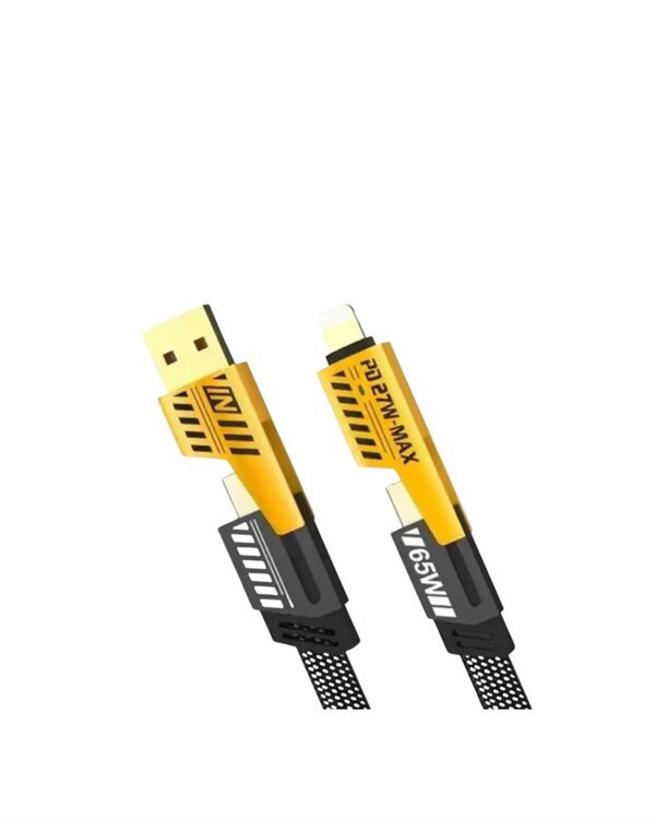 4'ü 1 Arada USB Hızlı Şarj ve Veri Kablosu – 65W Güç Çoklu Bağlantı 1.2m