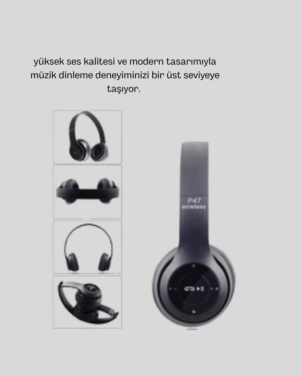Bluetooth Kablosuz Kulaklık – Extra Bass TF Kart Mikrofonlu Ayarlanabilir Ergonomik Tasarım