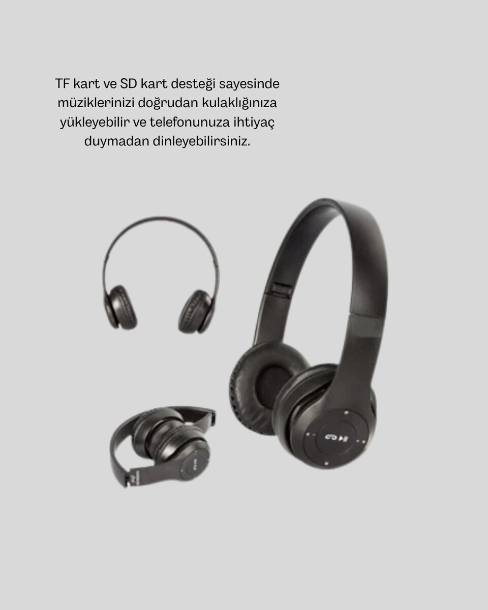 Bluetooth Kablosuz Kulaklık – Extra Bass TF Kart Mikrofonlu Ayarlanabilir Ergonomik Tasarım