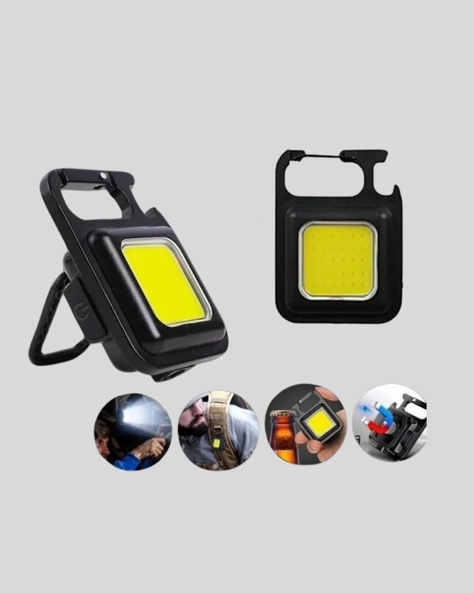 Mini 800 Lümen LED El Feneri – USB Şarjlı 3 Kademeli Işık Şişe Açacaklı Taşınabilir Tasarım