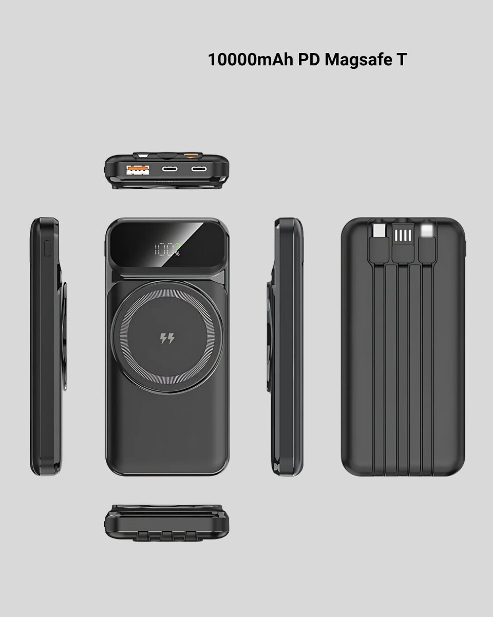 10000 mAh Kablosuz Hızlı Şarj Destekli Powerbank – 15W PD20W Type-C Girişli
