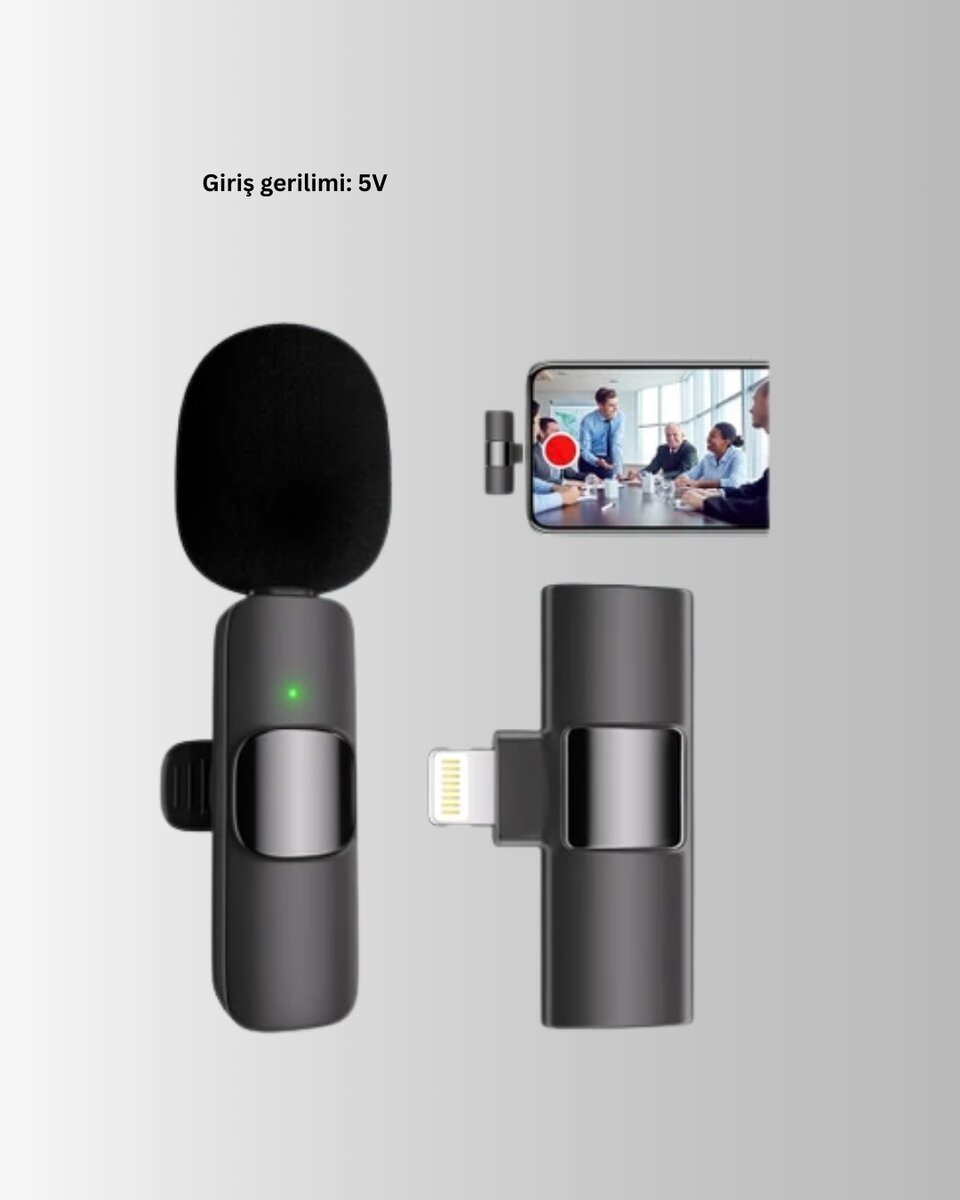 iPhone Uyumlu Çift Mikrofonlu Kablosuz Yaka Seti Profesyonel Ses
