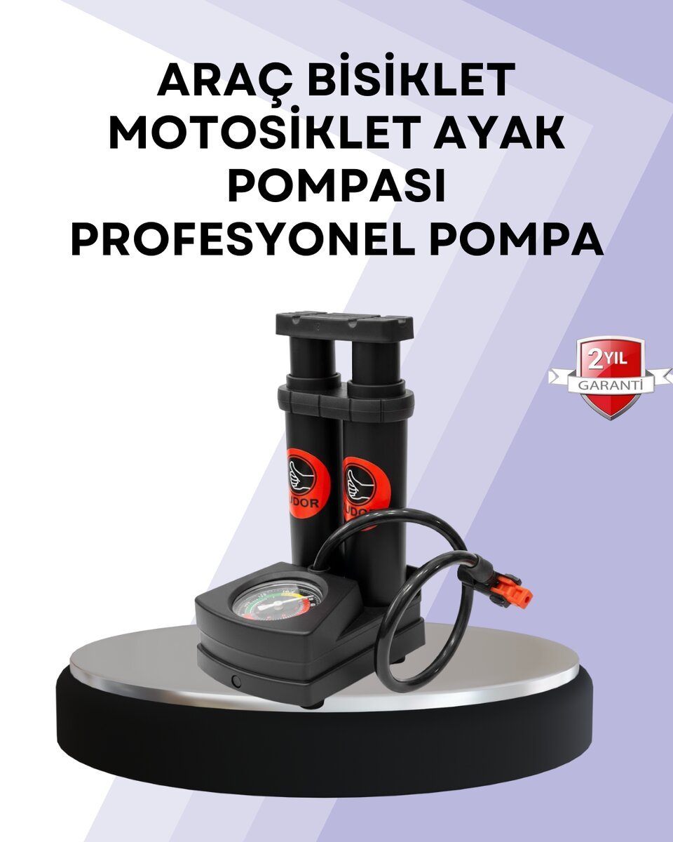 Basınç Saatli Ayak Pompası Bisiklet ve Araç Uyumlu