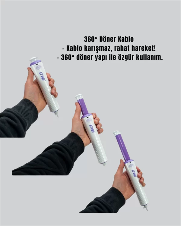 GW Saç Kıvırma Makinesi – 360° Döner Başlık Negatif İyon Teknolojisiyle