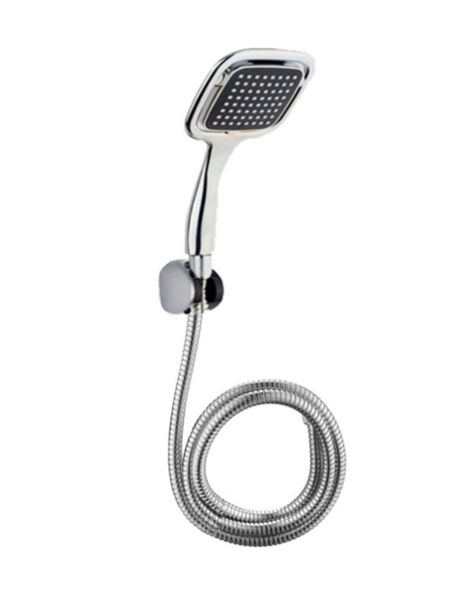 Siyah Duş Seti El Duşu Başlığı Spiral Hortum ve Duvar Askısı Banyo Duş Seti