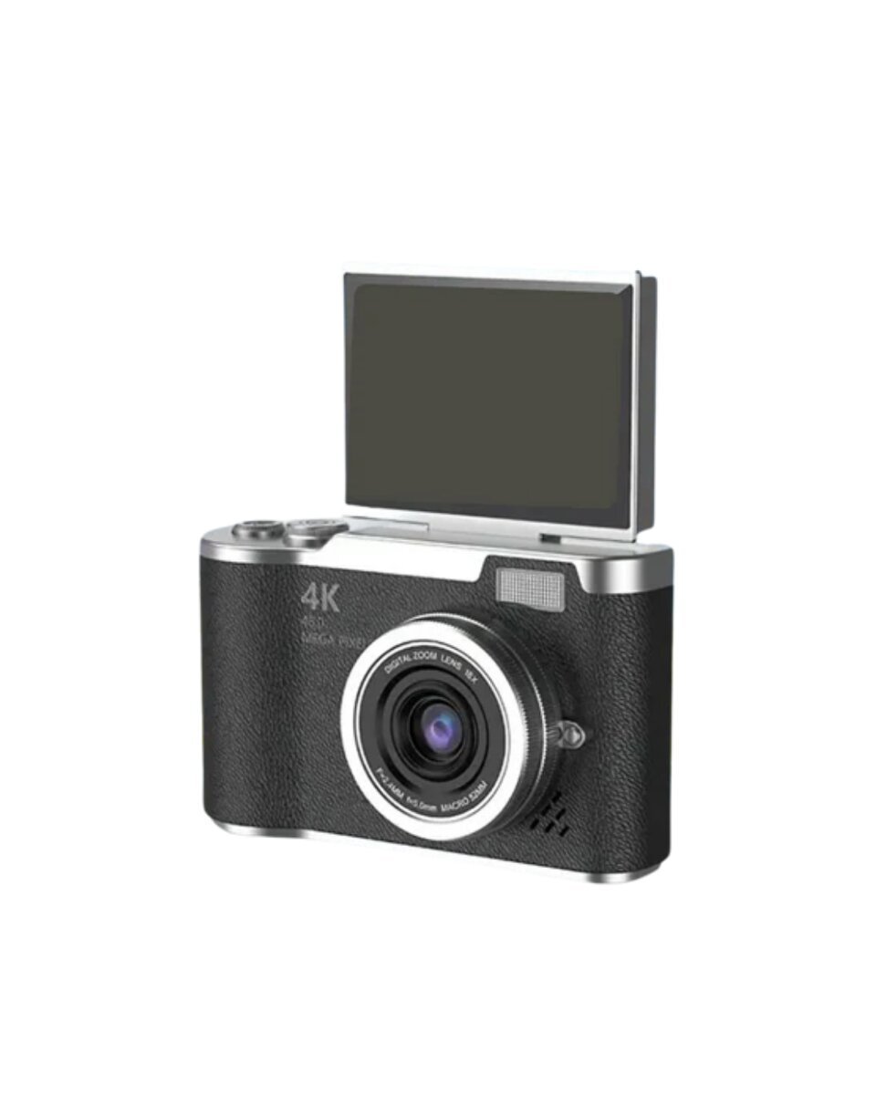 Kompakt 4K Dijital Kamera 48 MP Sensör 8X Zoom Flip Ekran Vlog ve Selfie Uyumlu