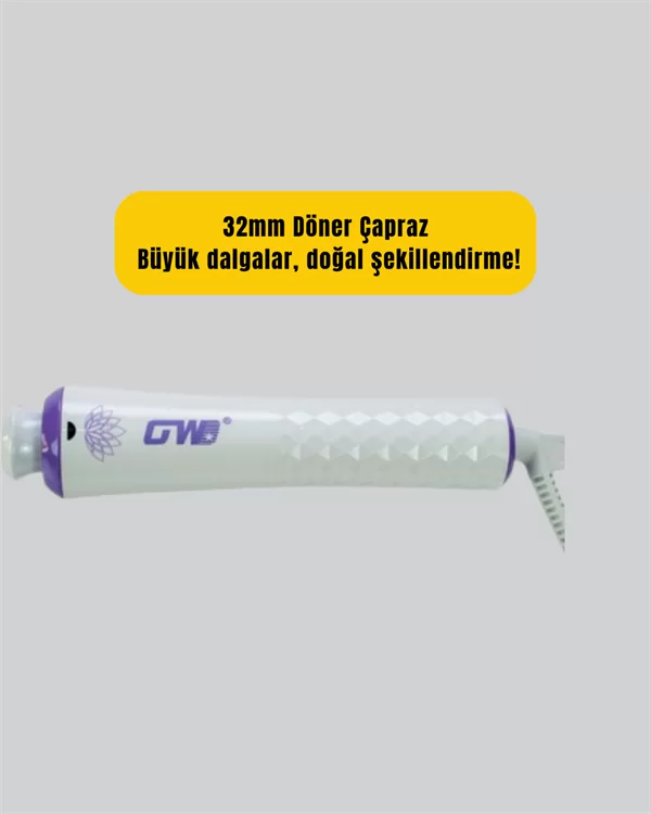 GW 32mm Döner Başlıklı Saç Kıvırma Makinesi – Her An Her Yerde Profesyonel Şekillendirme