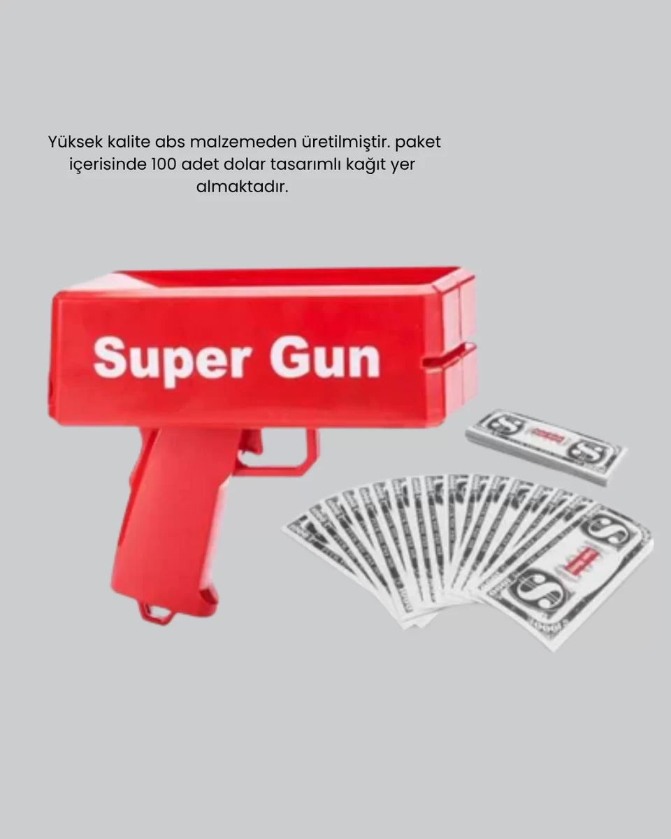 Super Money Gun Para Saçma Tabancası Yüksek Atış Güçlü Kırmızı Model
