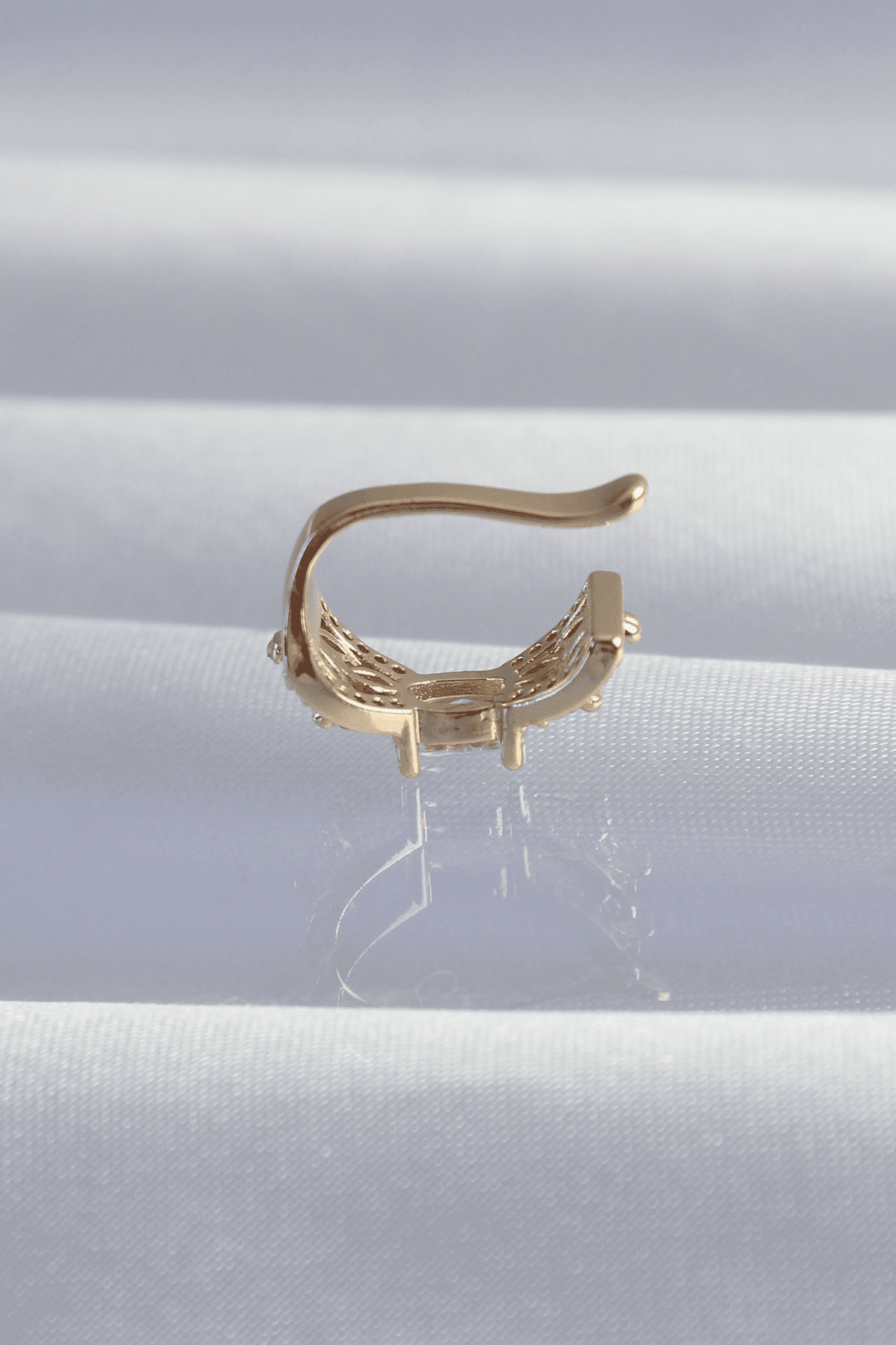 Pirinç Gold Renk Zirkon Taş Kaplama Earcuff Küpe 5886
