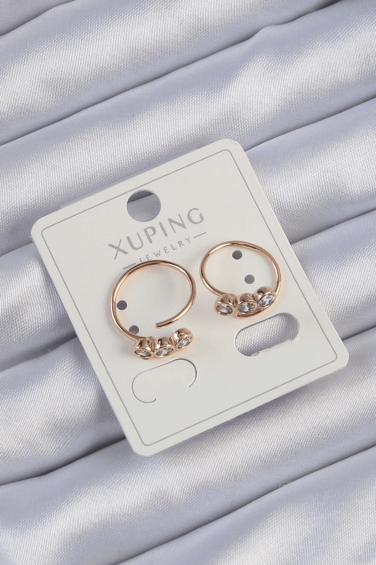 Xuping Rose Renk Zirkon Taşlı Su Yolu Küpe 5886