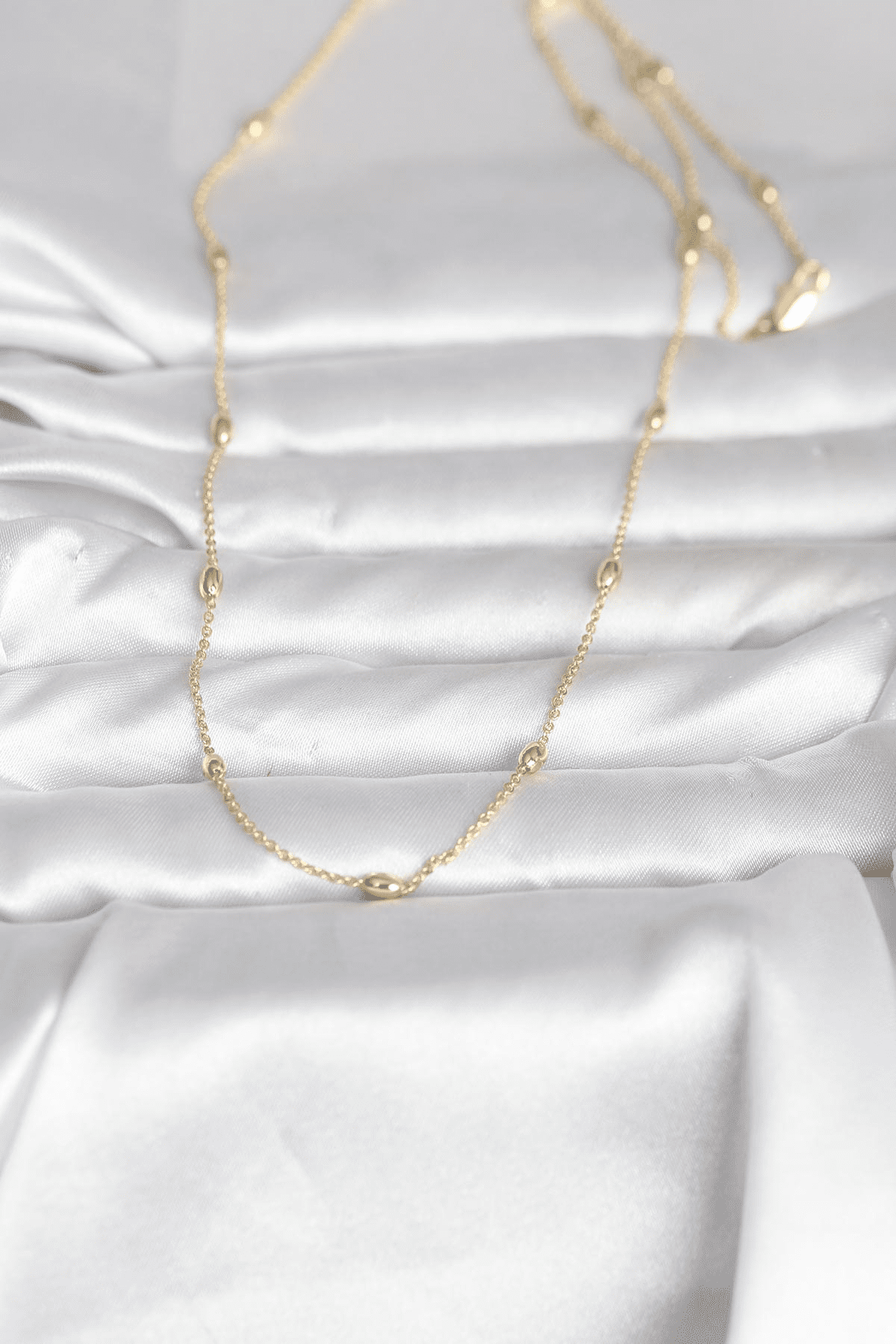 CM 14K Gold Renk Damla Topçuk Model Zincirli 60 cm Kadın Kolye 5886