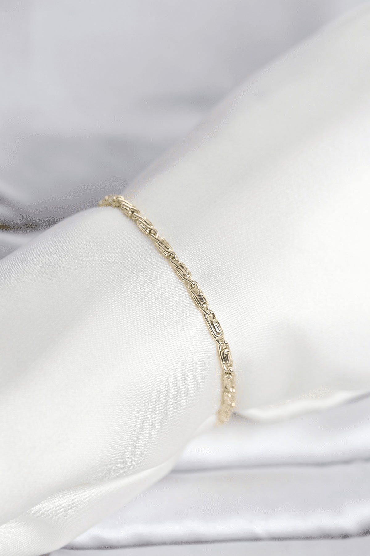 CM 14K Gold Renk Burgu Zincirli Model Kadın Bileklik 5886