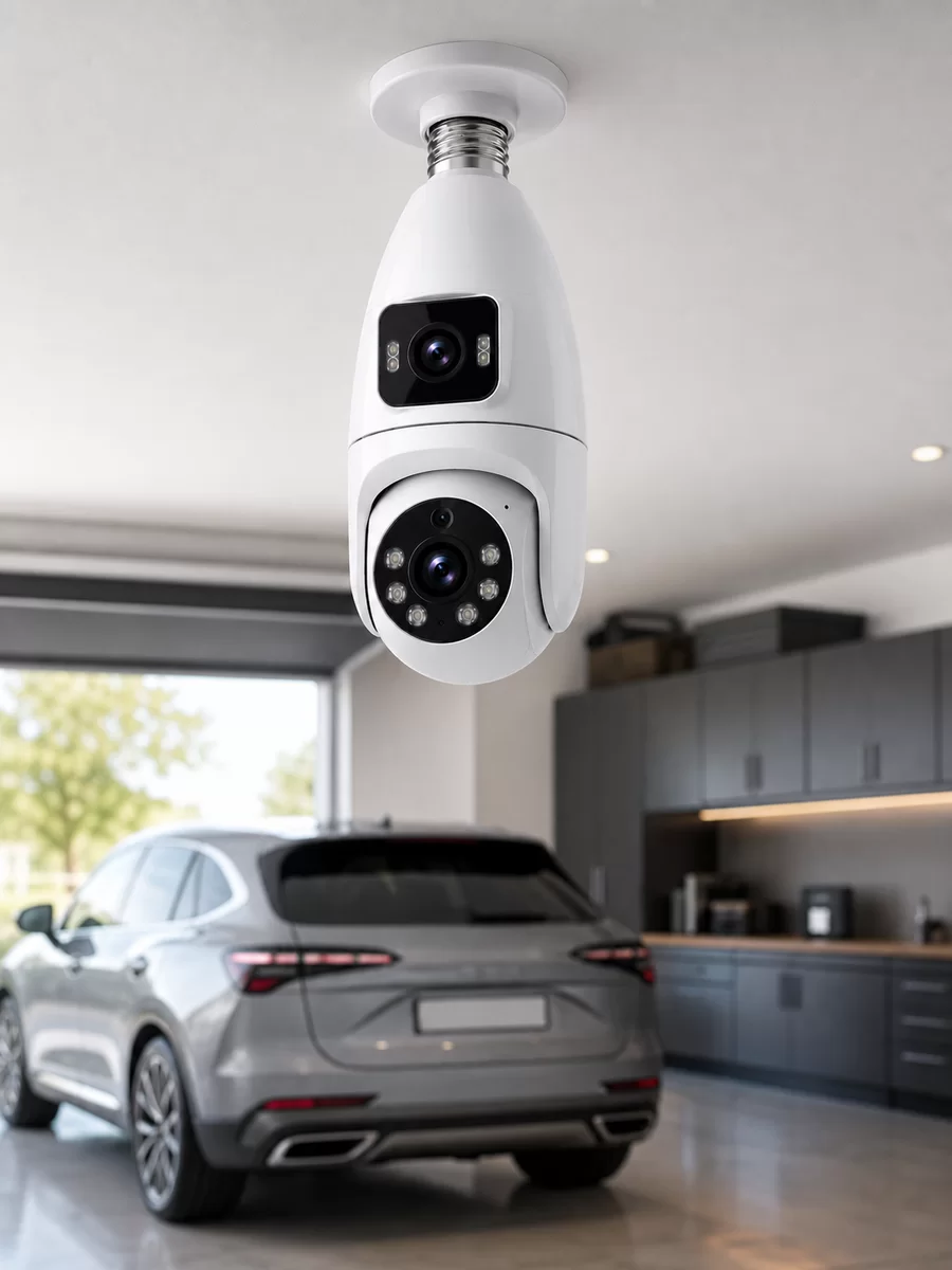 360° Ev İzleme Wi-Fi Çift Lens Akıllı Ampul Kamera