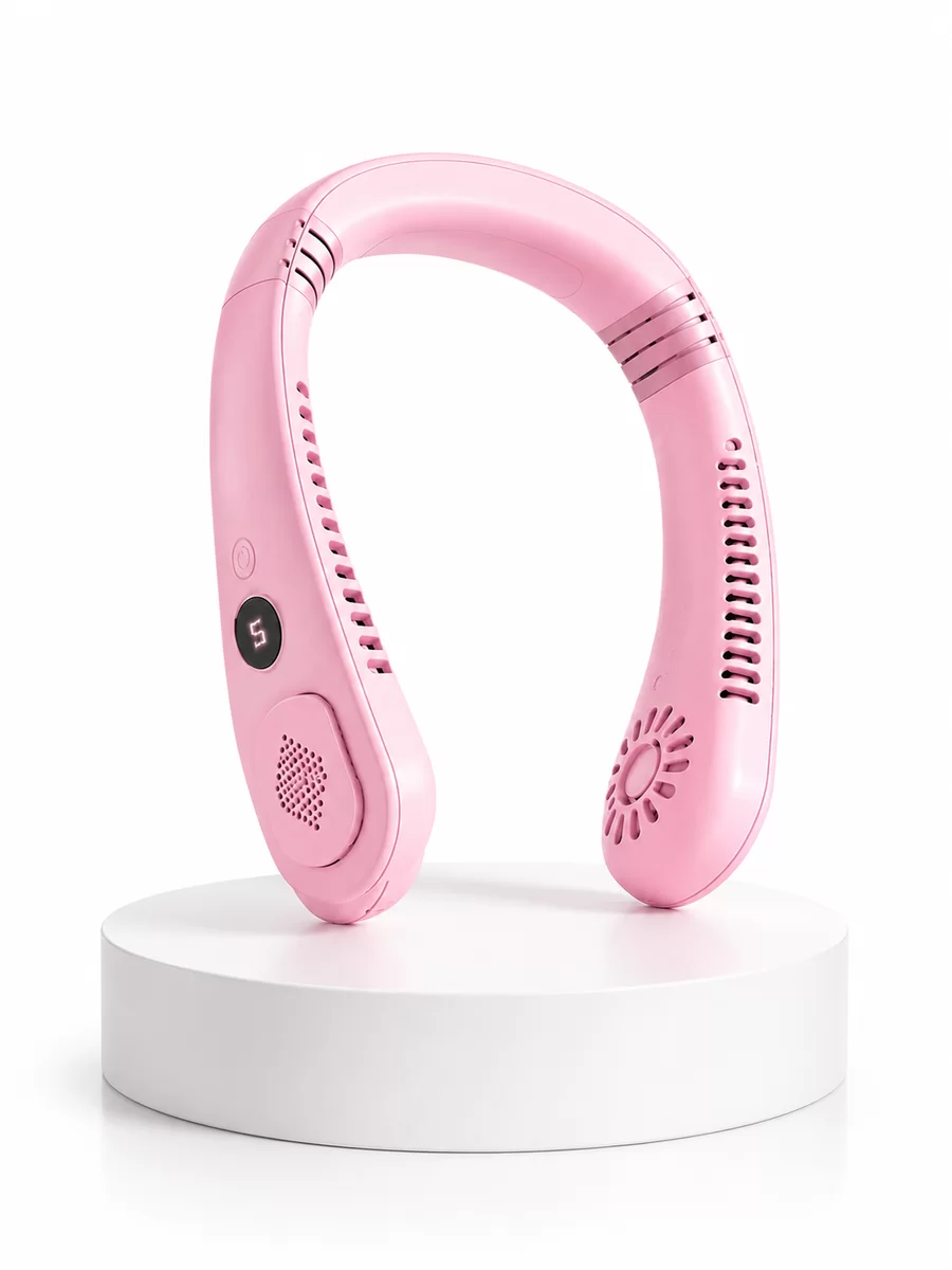 Pembe Boyun Tipi Fan USB Şarjlı Hafif Tasarım Güçlü Hava Üflemeli Serinletici