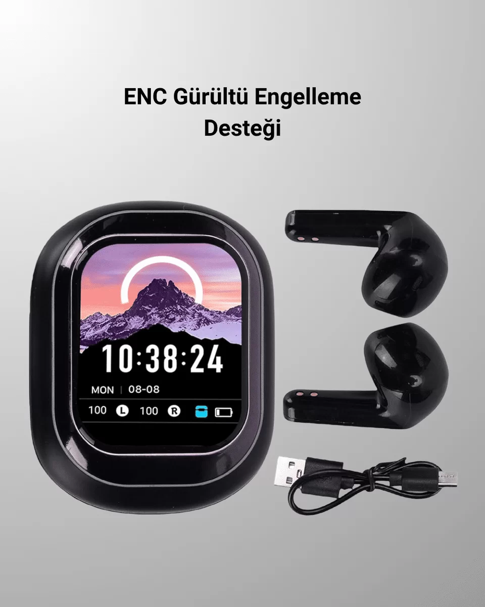 Şık Akıllı ve Güçlü: LED Ekranlı Kablosuz Kulaklık Seti