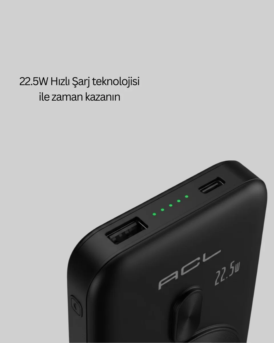 Manyetik Kablosuz Powerbank 22.5W Hızlı Şarj LCD Göstergeli Yeni Nesil
