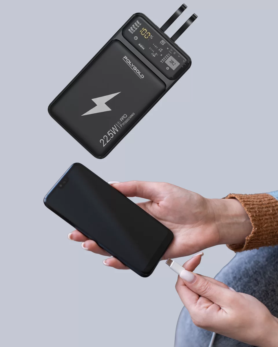 Powerbank Hızlı Şarj 10000 mAh Dahili Kablo Yeni Nesil