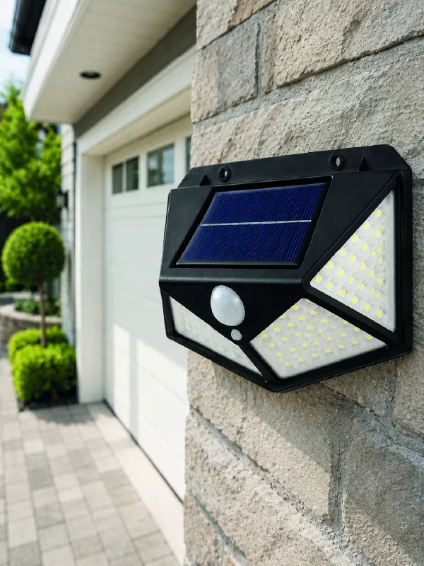 Solar LED Bahçe Aydınlatma Lambası 3 Işık Modlu Sensörlü Duvar Tipi Dış Mekan