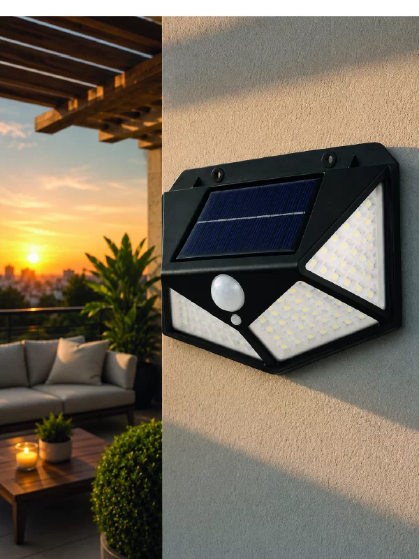 Solar LED Bahçe Aydınlatma Lambası 3 Işık Modlu Sensörlü Duvar Tipi Dış Mekan