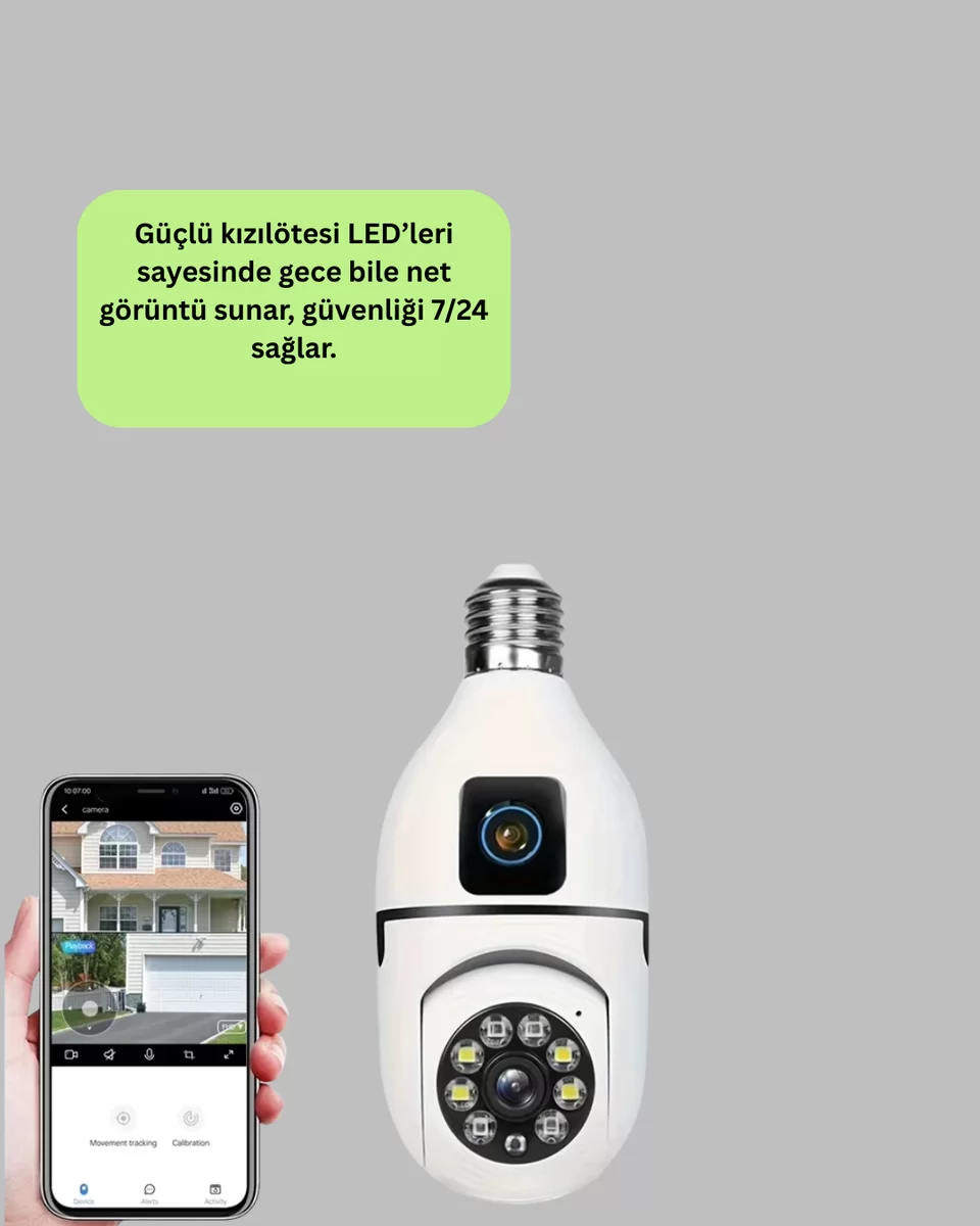 1080P WiFi Ampul Güvenlik Kamerası – Gece Görüş & Uzaktan Erişim Yeni Nesil