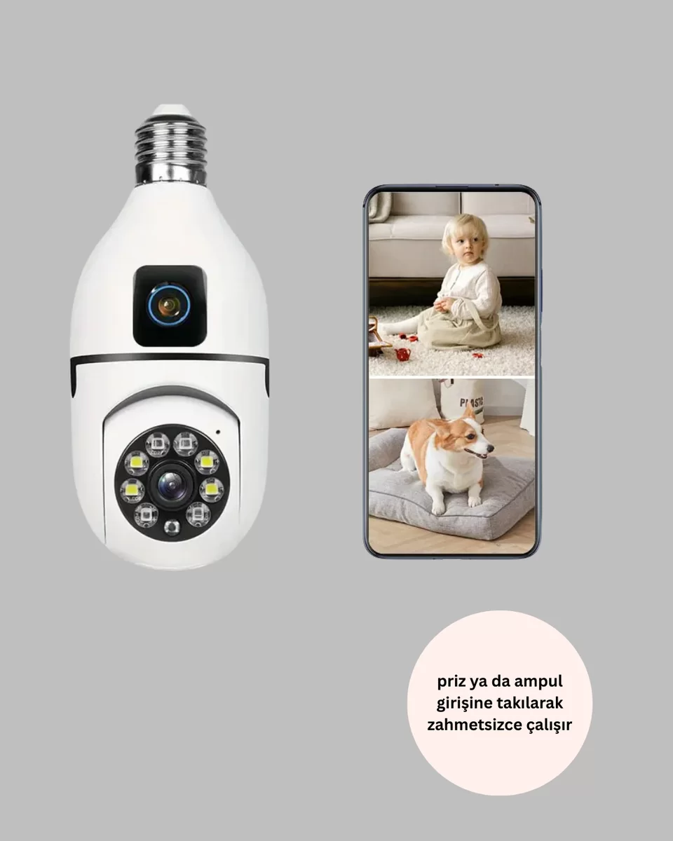 1080P WiFi Ampul Güvenlik Kamerası – Gece Görüş & Uzaktan Erişim Yeni Nesil