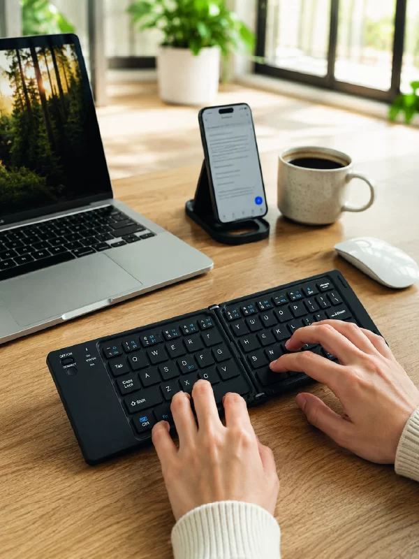 Bluetooth Katlanabilir Klavye USB-C Şarjlı 3 Cihaz Bağlantılı Taşınabilir Klavye