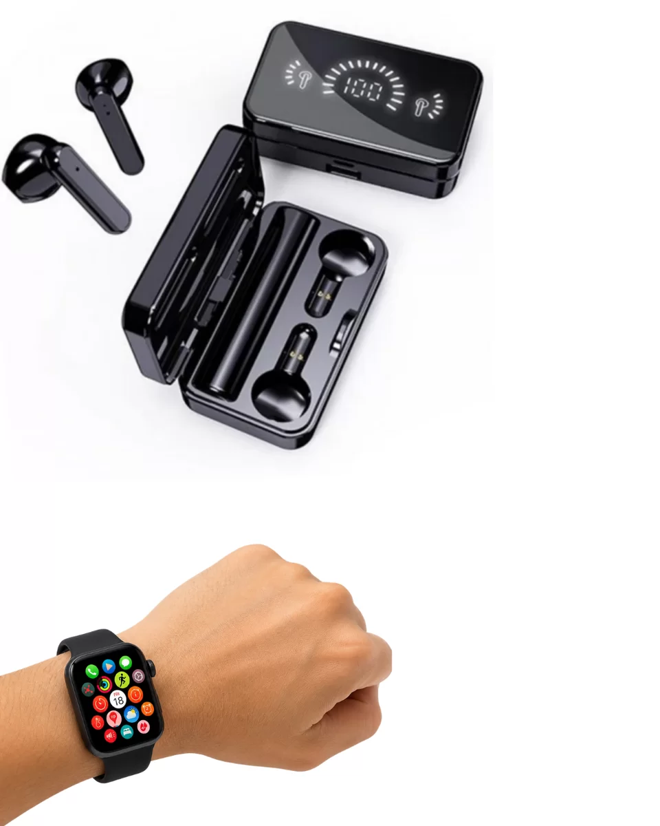 Şık Tasarımlı Akıllı Saat ve Bluetooth Kulaklık Seti Suya Dayanıklı ve Çok Fonksiyonlu