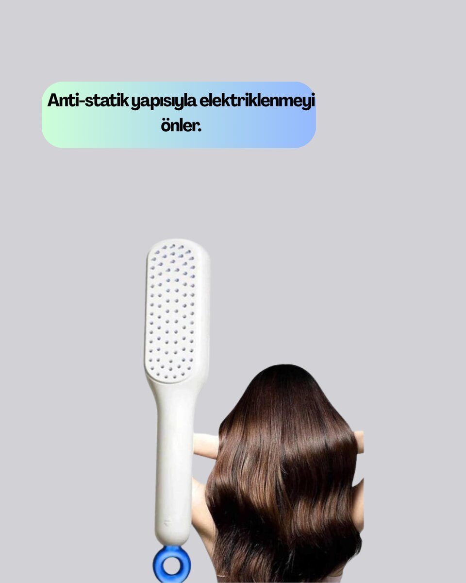 Otomatik Temizlemeli Saç Fırçası – Ergonomik Tasarım Masaj Etkili Elektriklenmeyi Önleyici