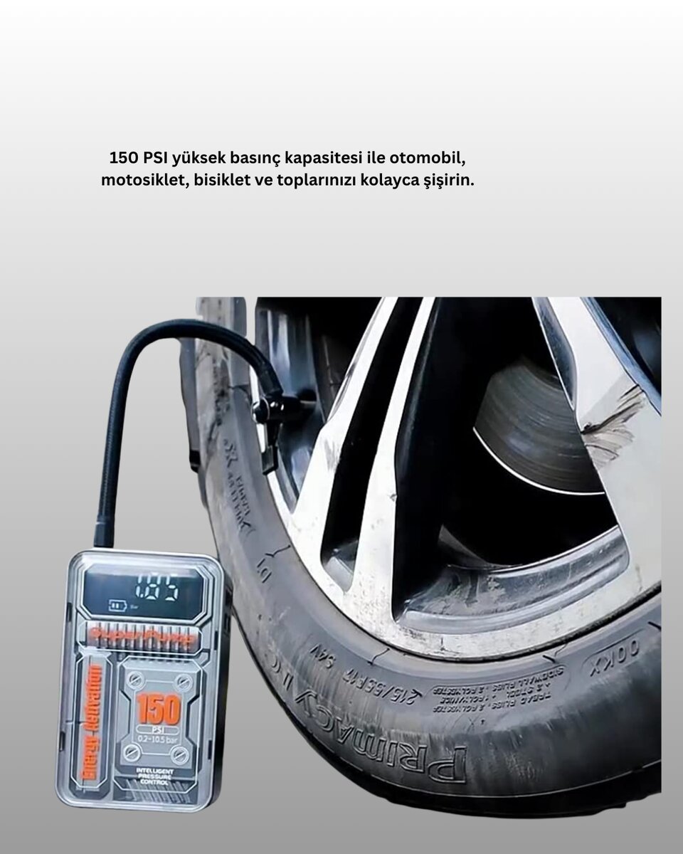 Çok Fonksiyonlu Araç Bisiklet Top Uyumlu Elektrikli Hava Pompası