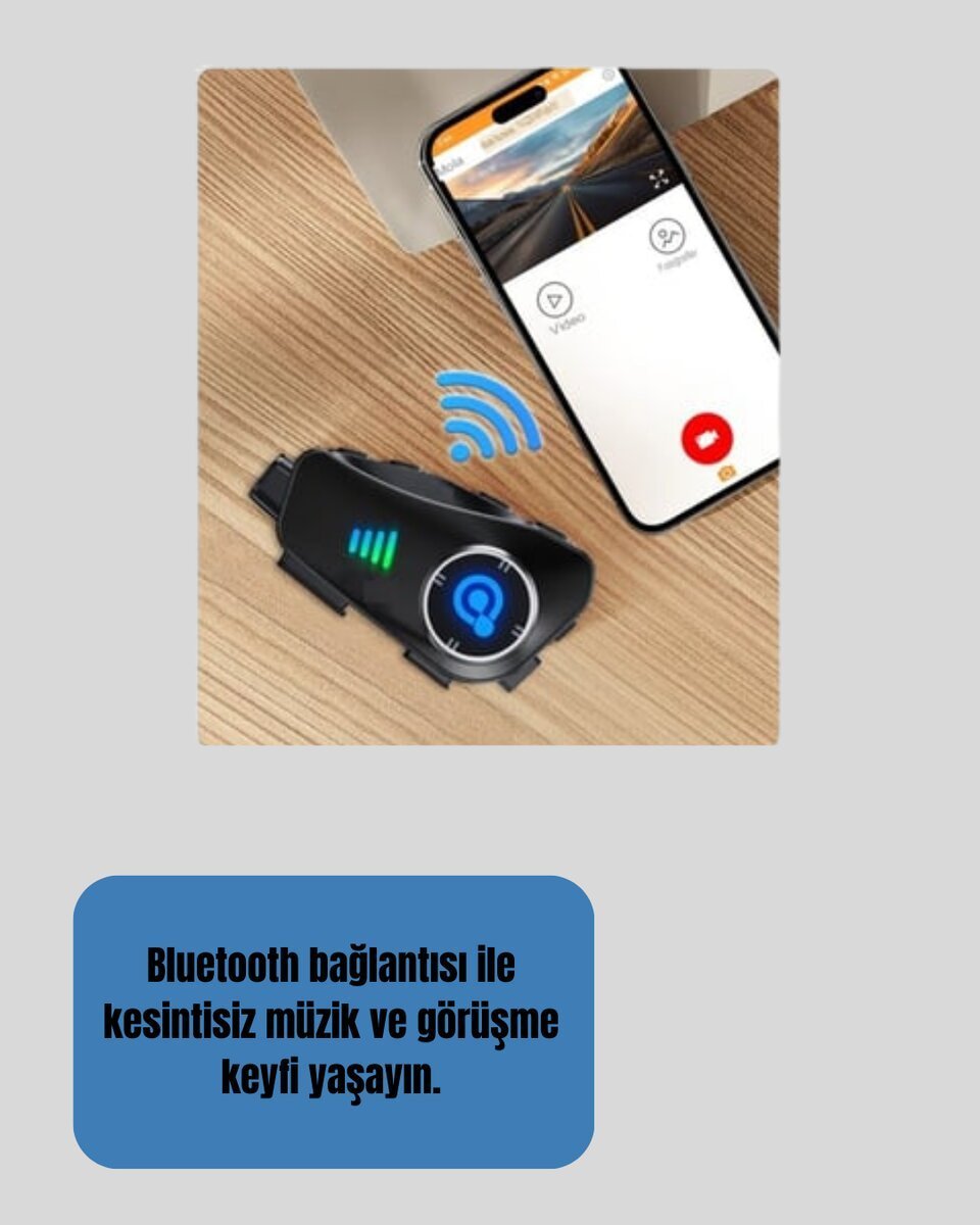 Q28 Full HD Kameralı Motosiklet Kask Kulaklığı – 45 Saat Müzik IPX6 Su Geçirmez
