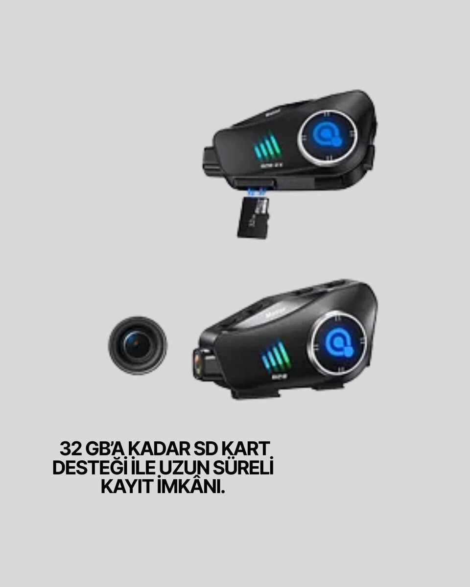 Q28 Full HD Kameralı Motosiklet Kask Kulaklığı – 45 Saat Müzik IPX6 Su Geçirmez