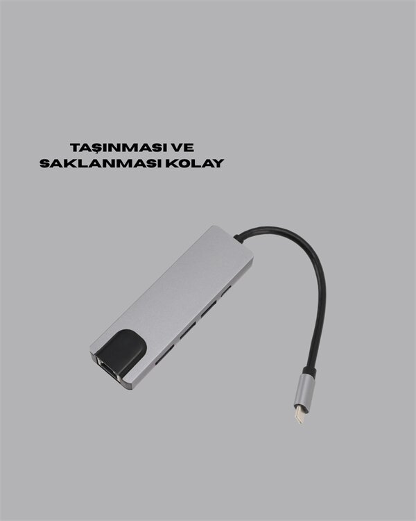 USB‑C Çoklu Bağlantı Merkezi – 5 Gbps 100‑240 V Sağlam Eloksal Tasarım