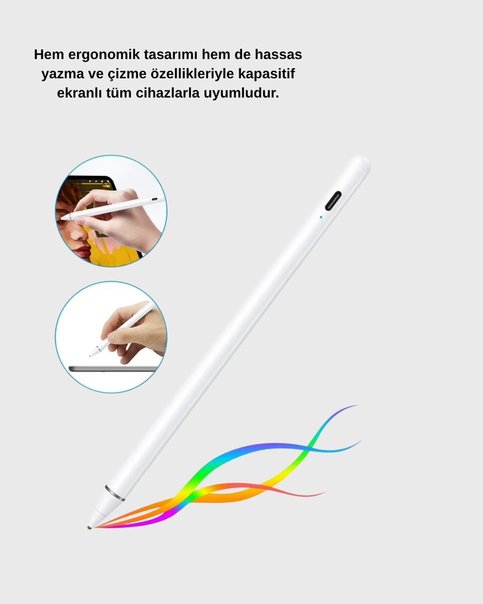 Manyetik Dokunmatik Kalem – Bluetooth Gerektirmeyen Type-C Şarjlı iPad ve Android Uyumlu Hassas Stylus