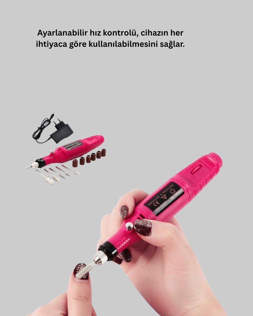 Tırnak Matkap Makinesi – Profesyonel Manikür Pedikür Cihazı Ayarlanabilir Hız ve Sessiz Çalışma