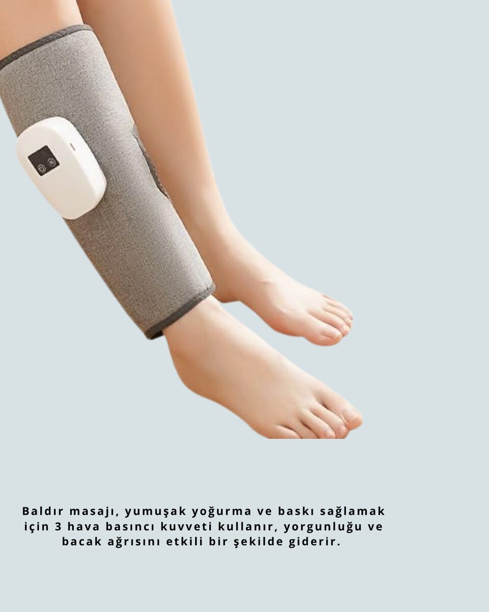 Kablosuz Titreşimli Baldır Masaj Aleti – Isıtmalı 3 Basınç Ayarlı Şarjlı ve Taşınabilir