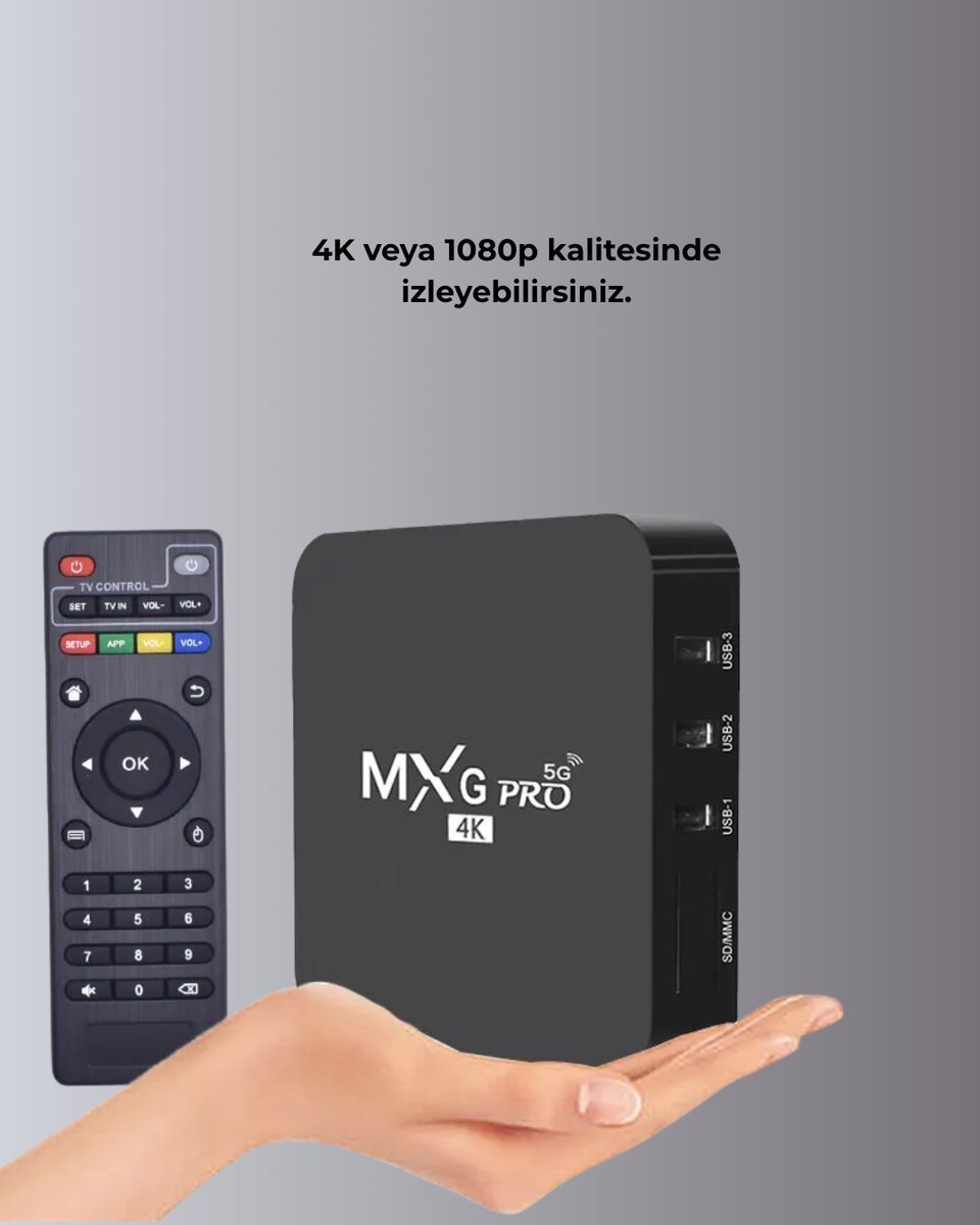 4K Android TV Box – 2GB RAM 16GB ROM Hızlı Wi-Fi Bağlantılı Akıllı Medya Kutusu