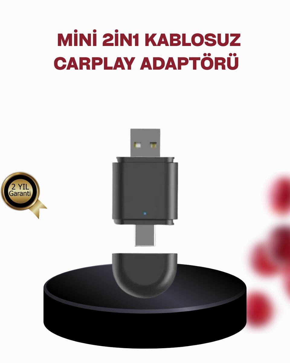 Kablosuz CarPlay Adaptörü – Bluetooth 5.4 ve Wi-Fi 6 Teknolojili Tak & Çalıştır Dönüştürücü