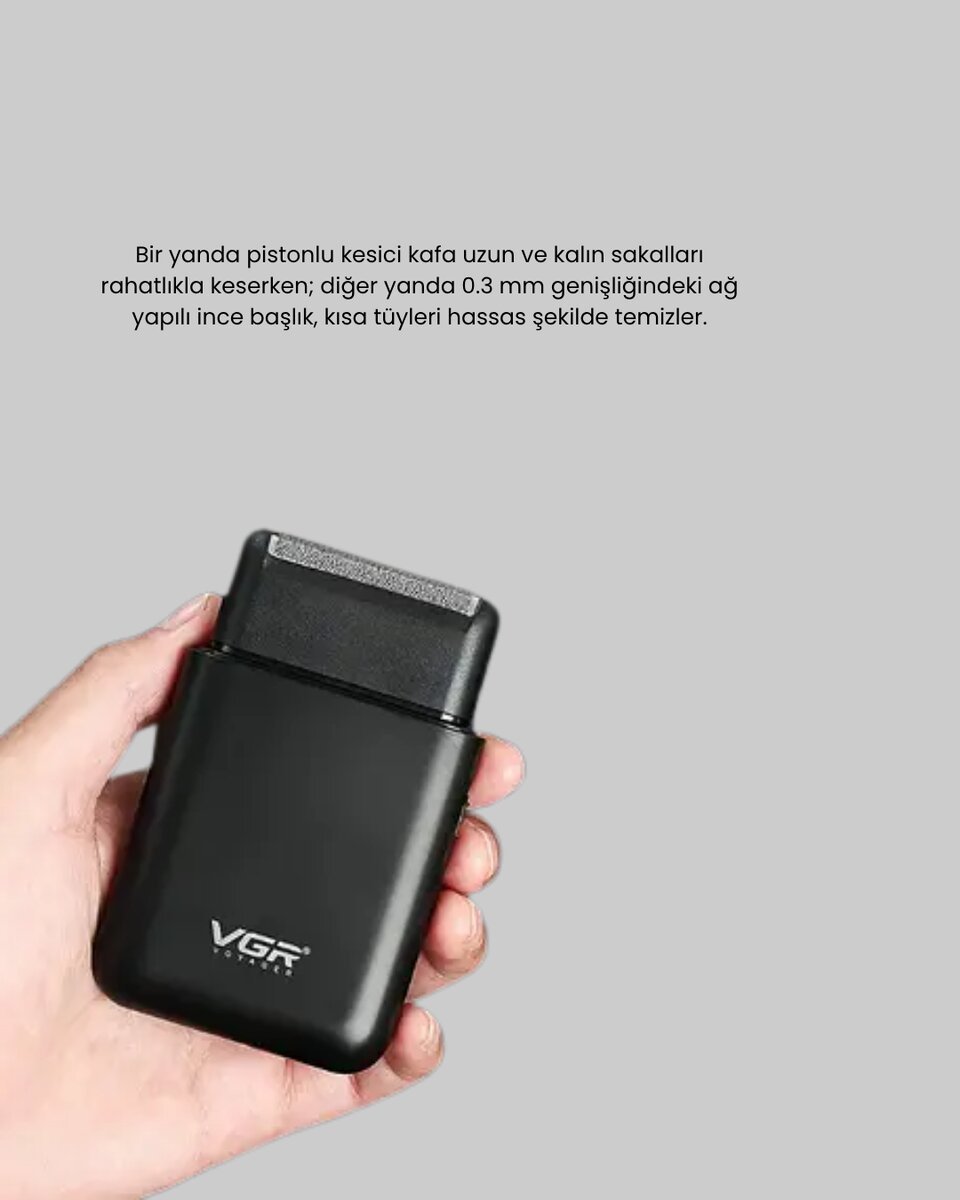 Taşınabilir Elektrikli Tıraş Makinesi USB Şarjlı 5W Motor ve 0.3 mm Hassas Kesim
