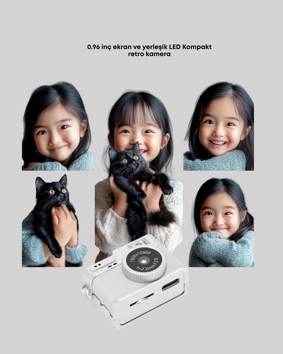 Mini HD Dijital Kamera 1080P Kordonlu Taşınabilir Retro Model